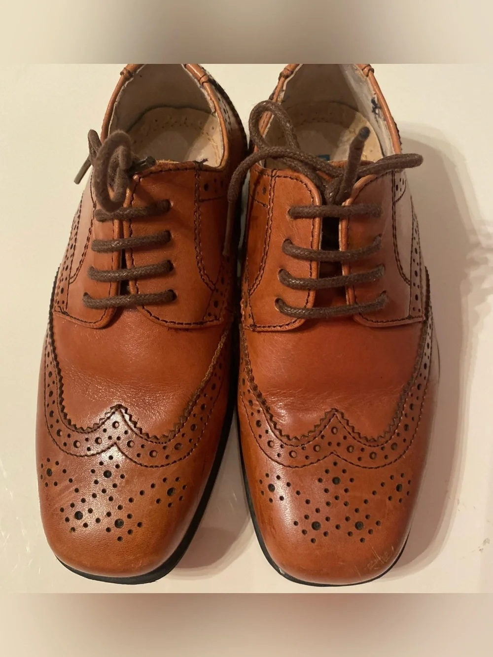 Classic Brown Leather Wingtip Oxford Shoes kids 10.5